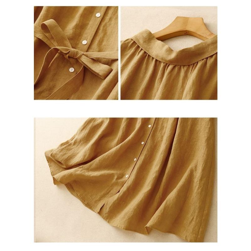 Elegant Loose Sleeveless Shirt Dress Women Summer Casual Long Dress with Tie Waist Design