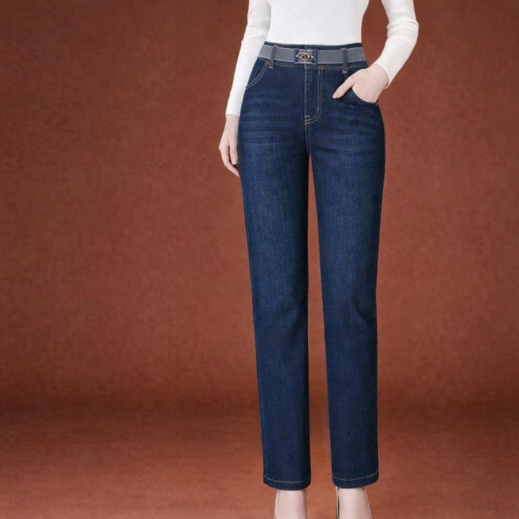 High Waisted Jeans for Women, Winter Straight Leg Stretch Oversized Loose Pants