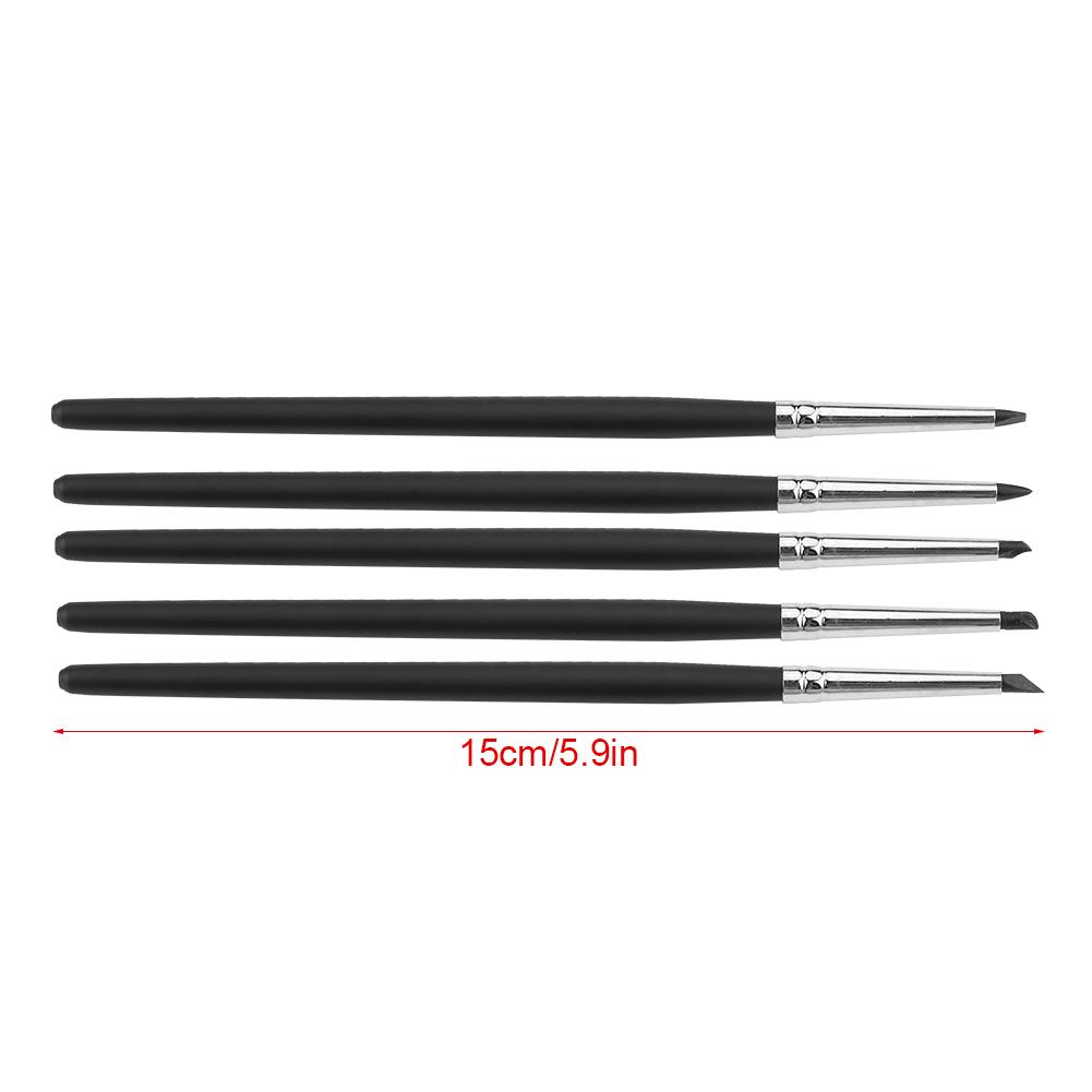 5pcsCelsiusset Silicone Soft Head Clay Pottery Moulding Pen   Craft Tool(black head)