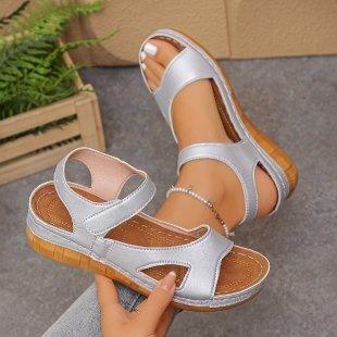 

Women s Open Toe Buckle Ankle Strap Summer Platform Wedge Sandals Comfortable Non-Slip Walking Sandals Beach Shoes for Women Casual Dressy Shoes 36 серебряный