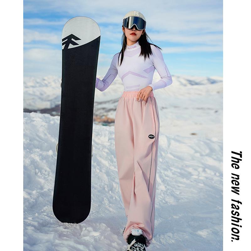 

Водонепроницаемые флисовые лыжные брюки для мужчин и женщин – Ветрозащитные, Морозостойкие, со снегозащитной юбкой 2XL розовый