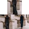 High Waist Solid Color Maxi Dress With Splicing Technique For Casual Streetwear