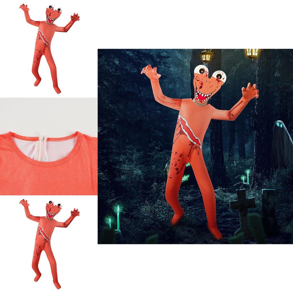 Roblox Rainbow Friends Orange Jumpsuit Kostüm für Kinder mit atmungsaktivem Polyesterstoff