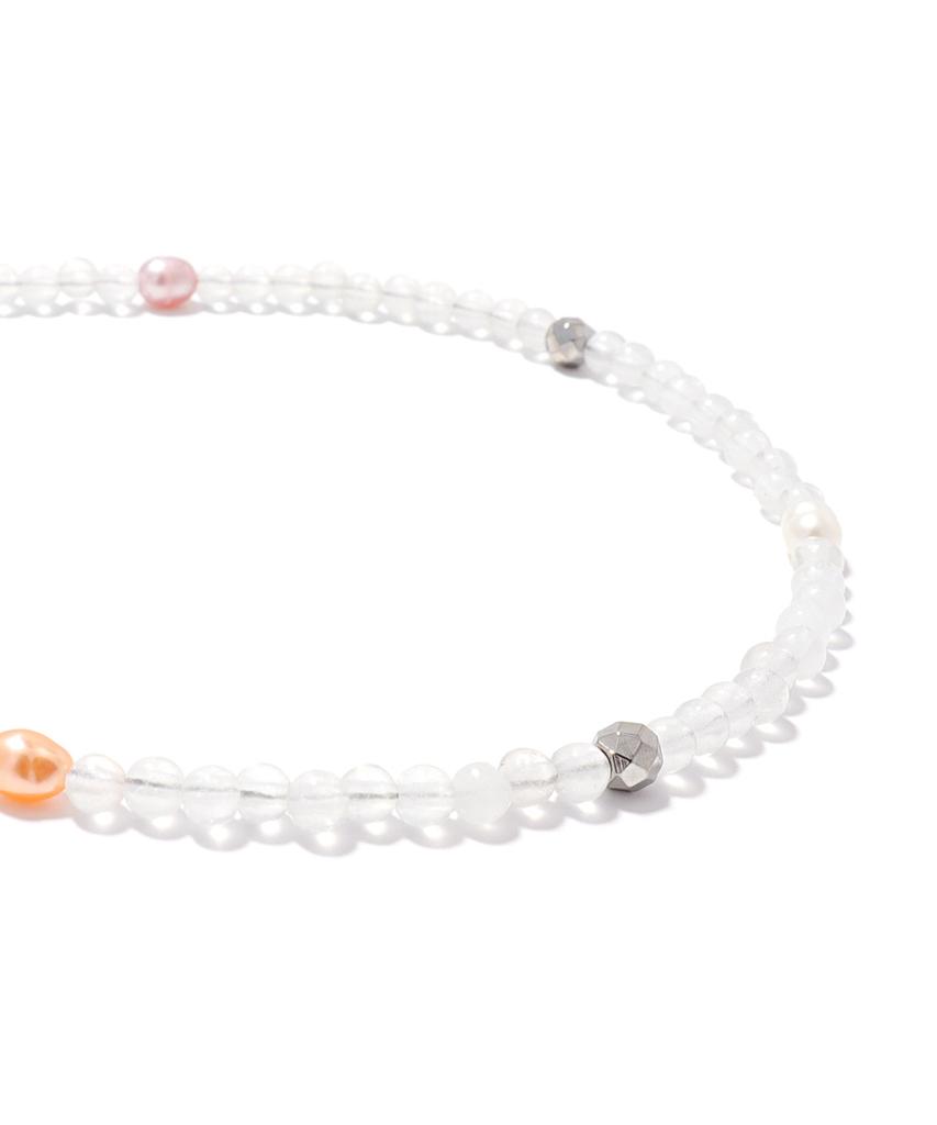 Polalita Pastel Pearl Selenite Necklace (Plt-Nl-104_Wt)