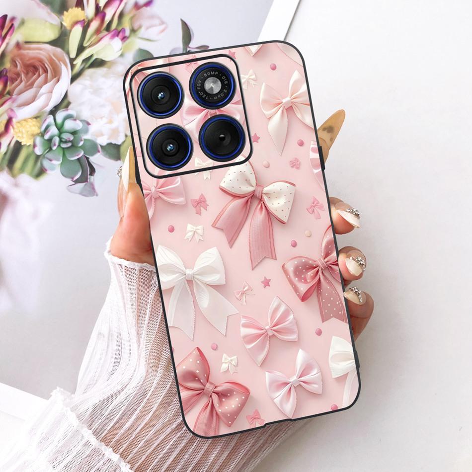 For Motorola Edge 70 Cute Flower Butterfly Cat Painted Case For Motorola Moto X70 Air Edge70 5G Black Silicone Soft Phone Cases