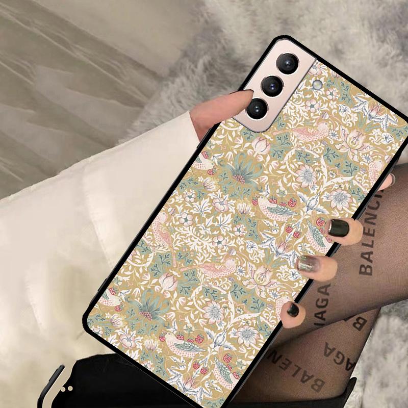 William Morris Strawberry Thief Case For Samsung Galaxy S20 FE S8 S9 S10 Note 10 Plus Note 20 S21 S22 Ultra Back Cover