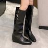 Women's Long Boots Flats Designer Knee High Leather Shoes  Winter Fashion Chelsea Boots New Walking Elegant Ladies Boots