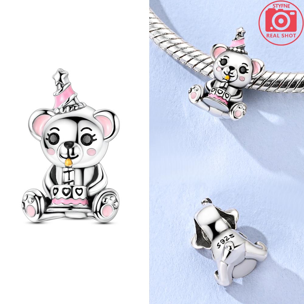 Charms Copper Original Luminous Firefly Pink Cat Little Bear Heart Beads Fit Bracelet Women Jewelry Making Diy Accessories