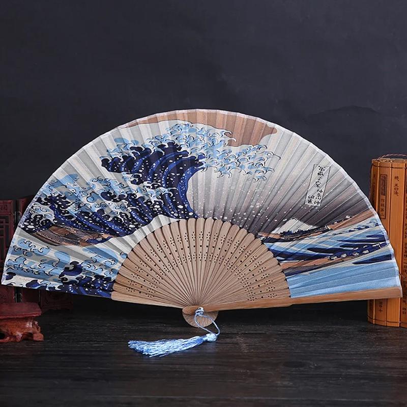 Vinatge Wave Fan Portable Folding Fan Pocket Fan For Wedding Party Decoration Dancing Performances Gifts