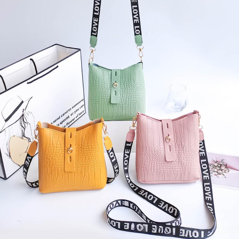 Crocodile Pattern Bucket Bag New Korean Version Trendy Bag Women