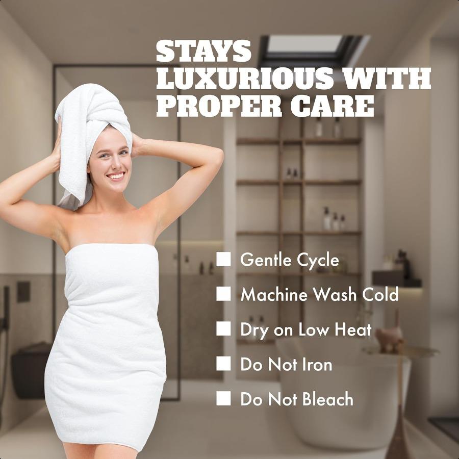 Wealuxe White Bath Towels 24x50 Inch 6 Pack Extra Absorbent Cotton Towel Set for Bathroom