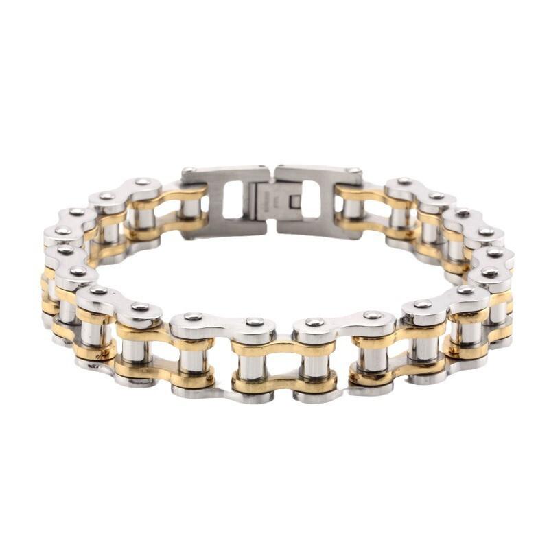 Stainless Steel Chain Bracelet Men Women Cycling Biker Punk Style Titanium Geometric Design