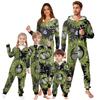 Parent-Christmas Printed Parent-Child Hooded Zip One-piece Homewear