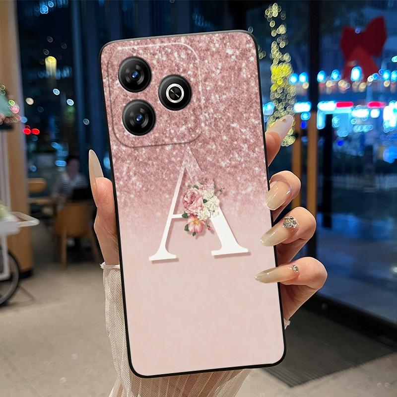 Fashion Letter With Flower Couple Case For ZTE Blade V60 4G/Axon 60 4G/Nubia V60 Soft Silicone Black Case Anti-scratch Shell