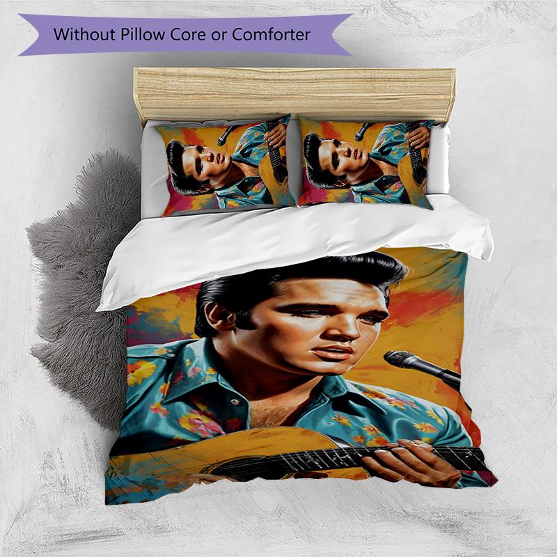 Elvis 3-teiliges Bettwäsche-Set Bettbezug Verschluss Enthält 1 Bettbezug & 2 Kissenbezüge für Alle Jahreszeiten Schlafzimmer Zuhause Wohnheim Dekor