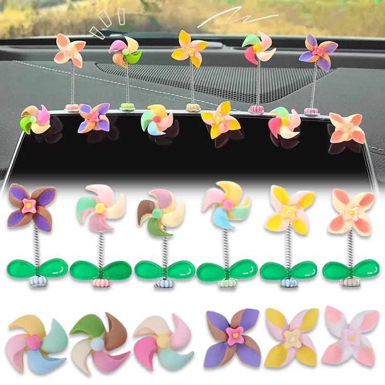 Rotatable Windmill Car Ornament Auto Center Console Display Screen Shaking Head Ornament Car Interior Decoration Accessories