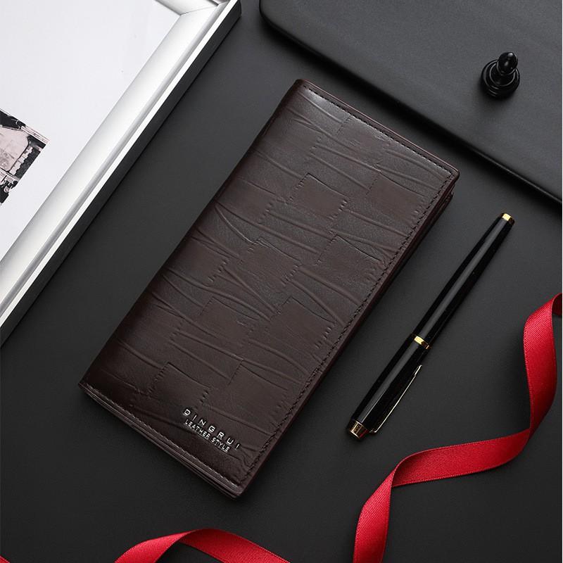 New Fashion Business Men's Wallet Medium To Long Vintage Embossed Large Capacity Handbag Change Card Bag Mobile Phone