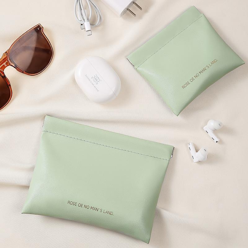 

Автоматично закривається сумка-органайзер для кабелів, навушників AirPods, зарядного пристрою, косметики, помади Small Size（12*11.5cm） м ята зелений колір