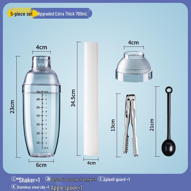 Set Shaker per Cocktail e Tè con Frusta e Bastoncino Tritaghiaccio