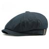 Vintage Octagonal Newsboy Cap for Men Women Retro Plain Solid Color Baker Boy Beret British Cabbie Flat Ivy Cap Side Button Accent