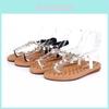 Elegant Women Gold Gladiator Sandals With Rhinestones And Flat Beach Design