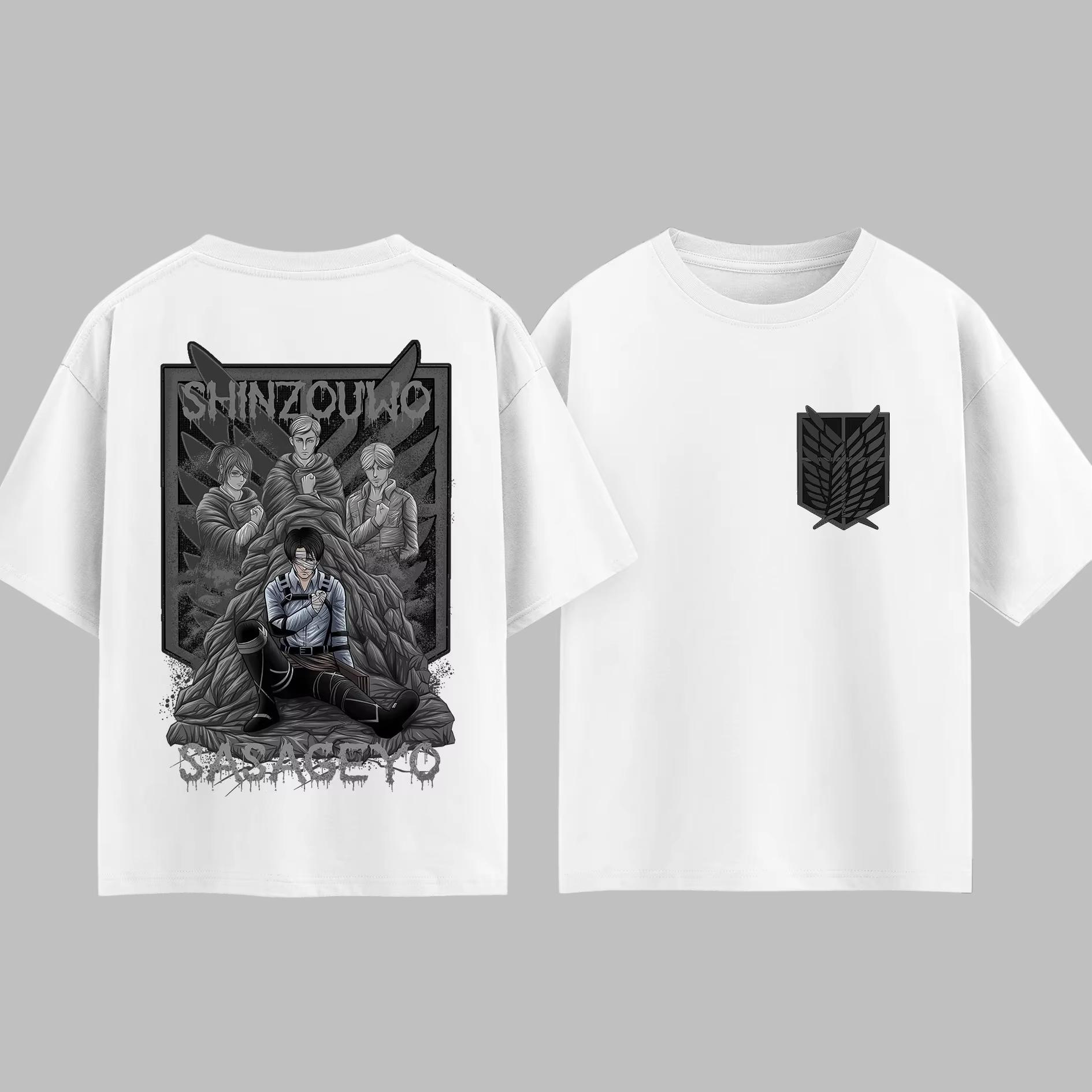 

Japanese Anime Attack on Titan Survey Corps Tshirt UnisexWomen Cotton 2026 Summer Top Harajuku Style Fashion Short Sleeved Tees XL