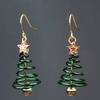 Moonfan 1 Pair Christmas Creative Multi-Layer Spring Five-Pointed Star Earrings, Fashionable Christmas Tree Stud Earrings