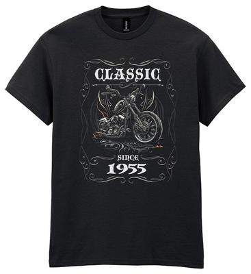 Mens 70th Birthday Bikers T-Shirt Classic Since 1955 70 Chopper Motorcycle Gift