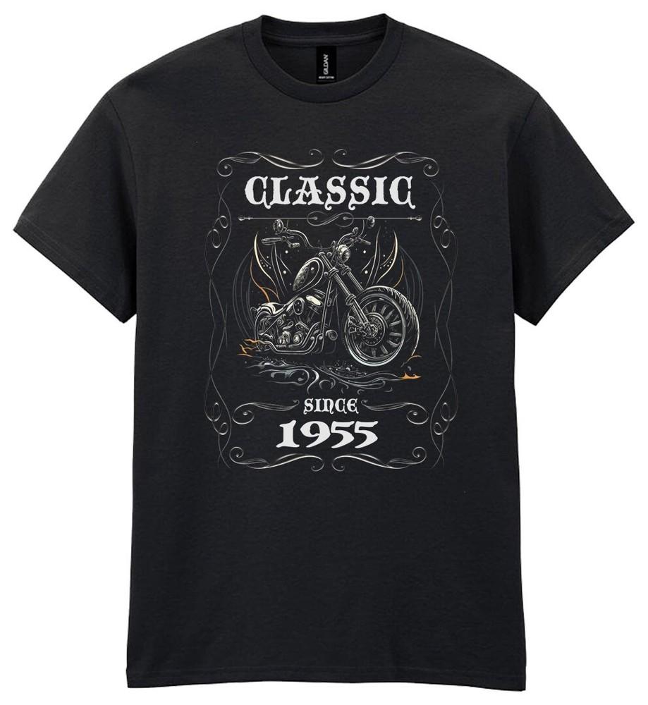 

Mens 70th Birthday Bikers T-Shirt Classic Since 1955 70 Chopper Motorcycle Gift 2XL