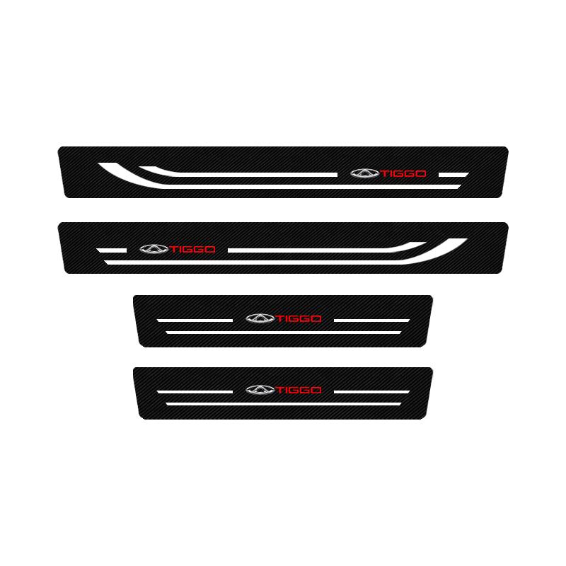 4pcs New Car Door Sill For Chery Tiggo Protector Stickers Pedal Protect Fiber Decor Decal Tuning Accessoriesd z1