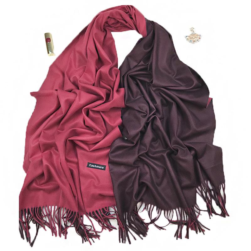 Solid Color Scarf for Women, Winter Double-Sided Two-Tone Fashionable Thick Shawl, Spring and Autumn Imitation Cashmere Casual Trendy Long Neck