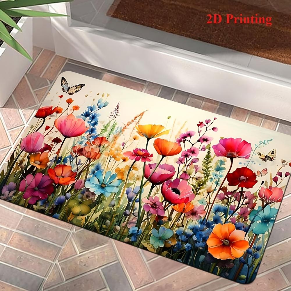 Pink Christmas Gnome Doormat Winter Snowy House Tomte Print Entrance Rug Indoor Porch Front Door Holiday Home Decor Mat