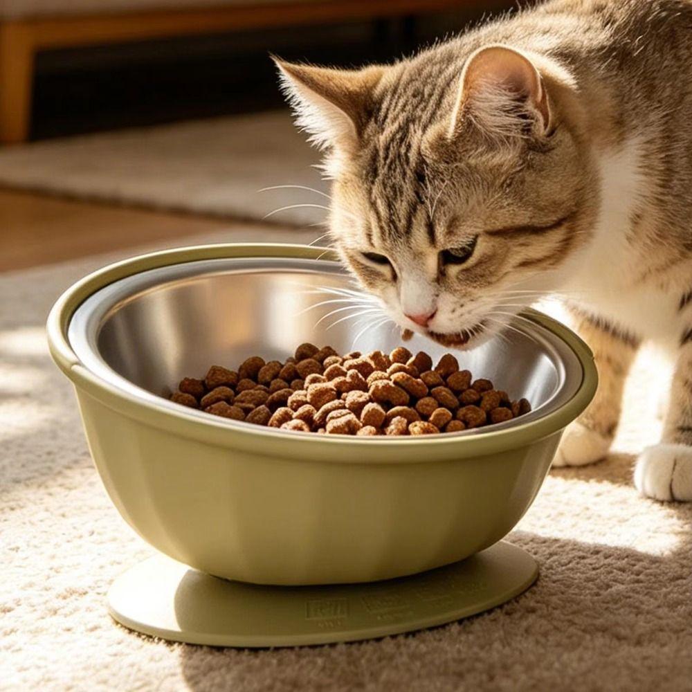 Non-Slip 2 in 1 Pet Feeder Stainless Steel Bowl Slow Feeder Bowl Pet Feeding Dish Dog Water Bowl