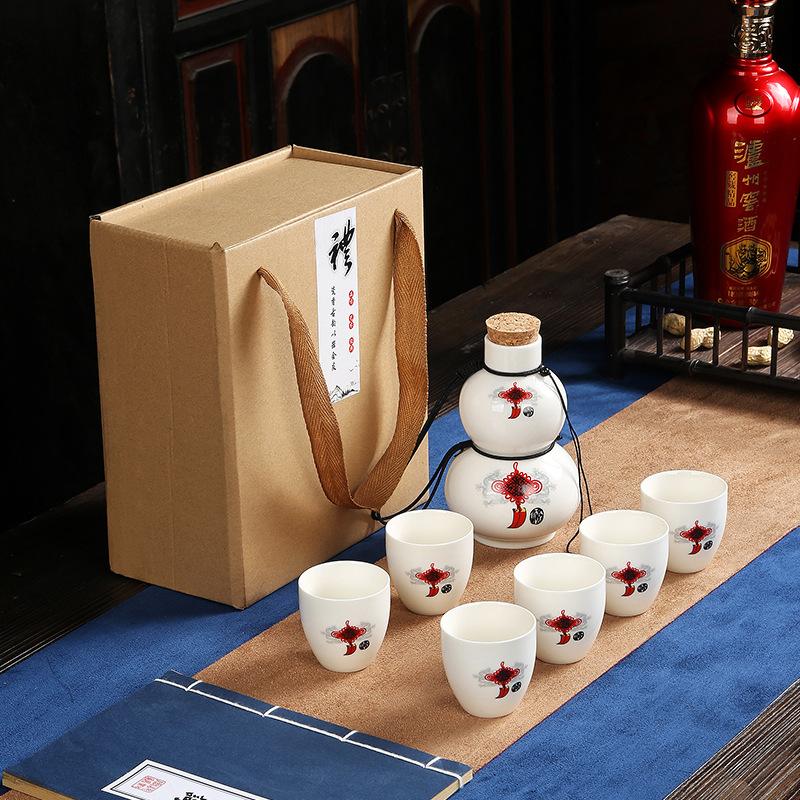 Japanese Ceramic Sake Set Traditional Six Sake Cups One Pots Baijiu Dispenser Party Bar Restaurant Drinking Utensils Gifts New