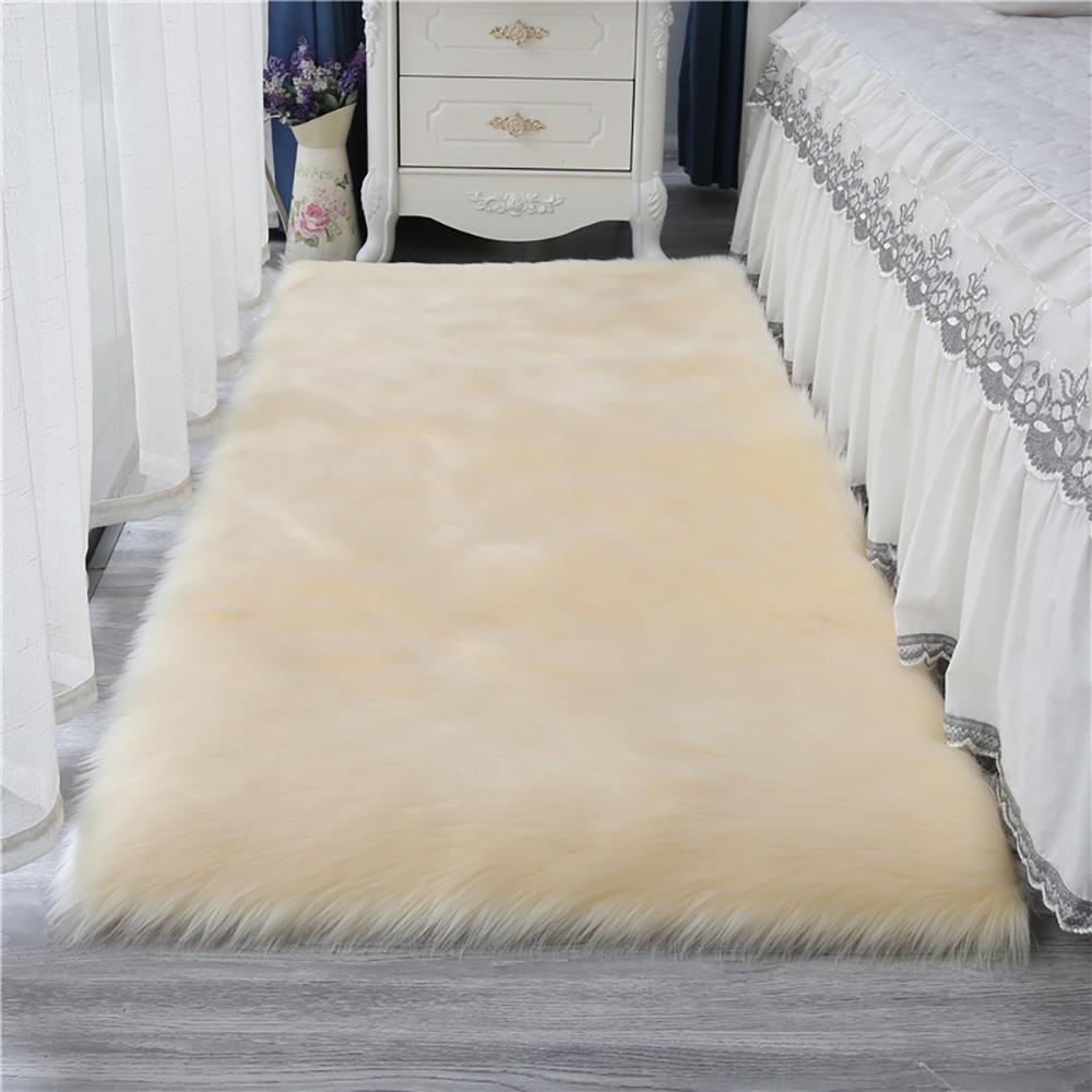 

Imitation Wool Rug Artificial Sheepskin Fluffy Plush Carpet for Bedroom Soft Warm Home Decor Children Rugs Living Room Rug White 40x60cm(15x23 in) светло-желтого