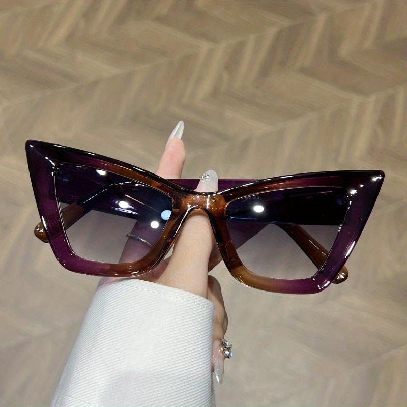 Luxury Designer Women'S Oversized Cat-Eye Fashion Glasses - Retro Gradient Brown to Clear Protection for & Casual Outings