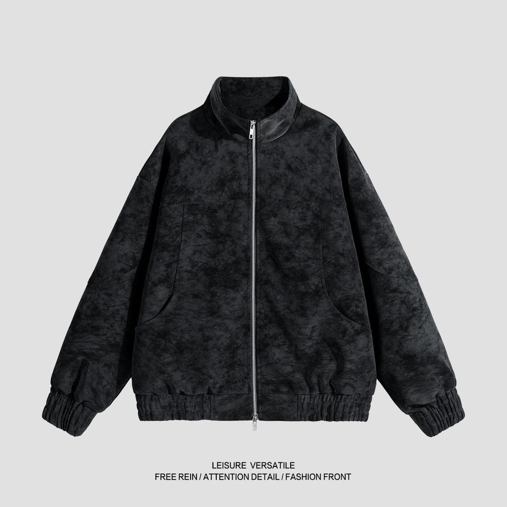 PU Leather Jacket Men's New Winter Stand Collar Loose Leather High-end Retro Motorcycle Men's Jacket