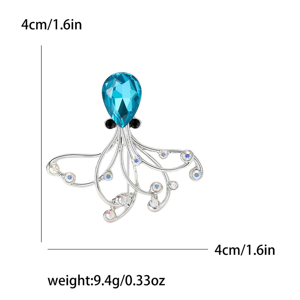 Rhinestone Sea Life Brooches for Women Unisex Glass Animal Pins Banquet Party Backpack Gifts Jewelry Accessories