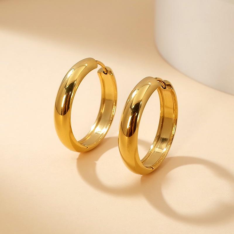 Trendy Titanium Steel Minimalist Hoop Earrings: Polished, Lightweight, Versatile, and Fashion-Forward for Men and Women