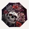 Raven & Roses: Gothic Skull Art PrintUmbrella, Portable 3-Fold Umbrella for Men & Women,Christmas Gift ES287