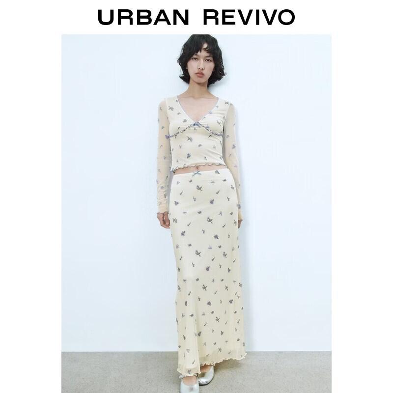 UR2026 Women s Floral Elastic Waist Skirt S