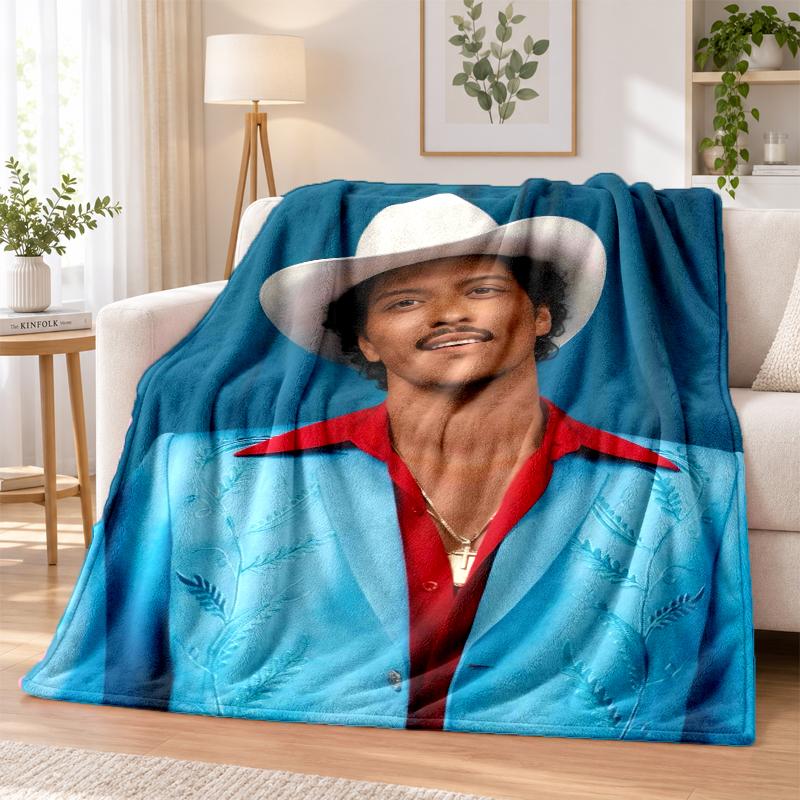 Bruno Mars Flannel Throw Blanket Soft Warm Cozy For Sofa Bed Indoor Home Bedroom Use