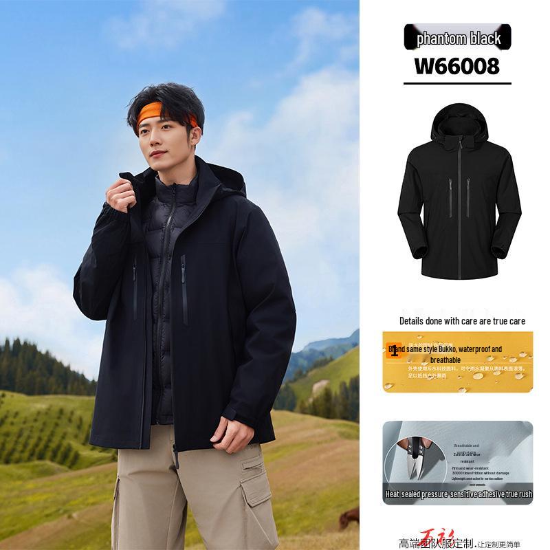 Custom Three-in-One Waterproof Winter Windbreaker with Detachable Liner and Logo