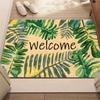 Tropical Palm Leaves Welcome Doormat Vibrant Green Plant Front Door Mat Decorative Entryway Rug for Indoor Outdoor Home Decor