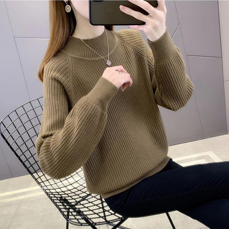 Solid Mock Neck Sweater, Versatile Long Sleeve Sweater for Fall & Winter, Women's Clothing