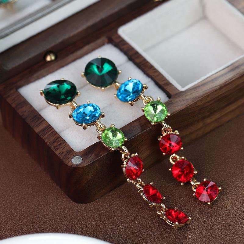 Boucles d'oreilles pendantes Zircon Fleur Colorée pour Femmes, Boucles d'oreilles pendantes Statement pour Fête & Usage Quotidien