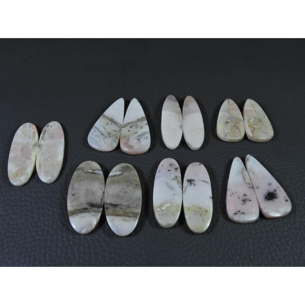 158Cts. Natural Pink Opal Matched Pair Mix Cabochon Gemstone 7 Pair Lot C-441