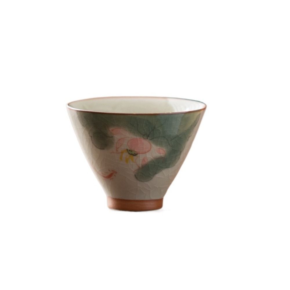 Lotus Graphic Ge Kiln Ceramic Tea Cup Hand-painted Tea Tasting Cups Kung Fu Tea Cup  Tea Making