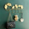 Wall Mounted Wear-resistant Ginkgo Leaf Shape Key Holder Coat Hanger Metal Stoarge Hanger Door Hook