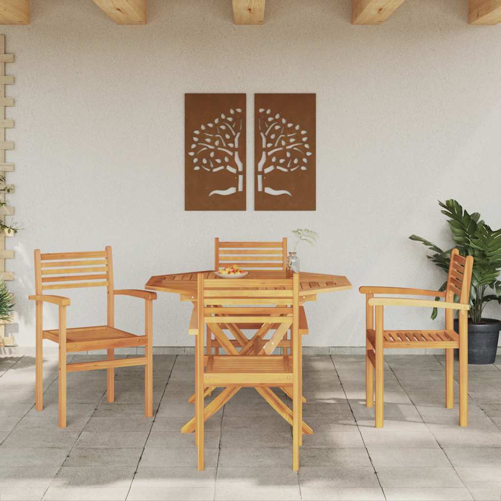 Chair Set of 4 Brown 56 X 55 X 90.5 Cm Solid Teak Wood